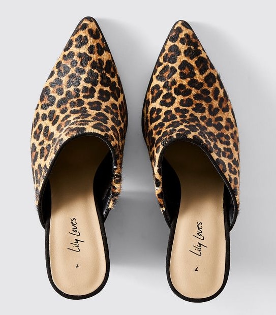 Lily Loves Daryn Cuban Heel Mules - Brown Leopard