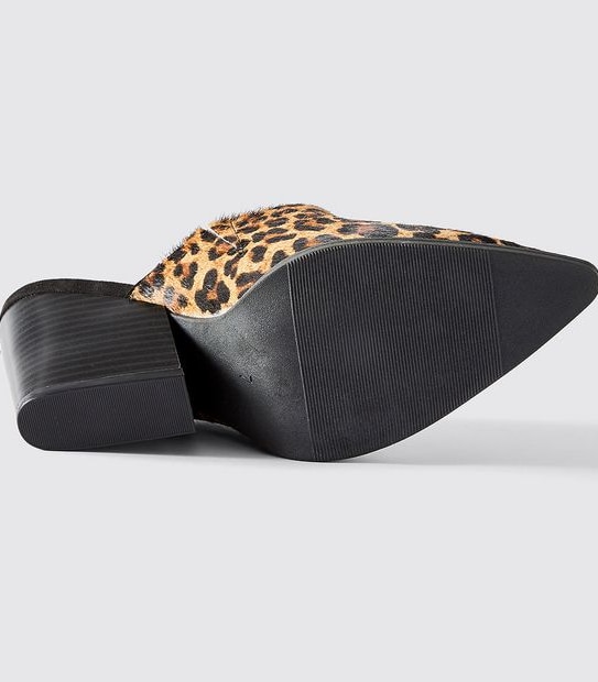 Lily Loves Daryn Cuban Heel Mules - Brown Leopard