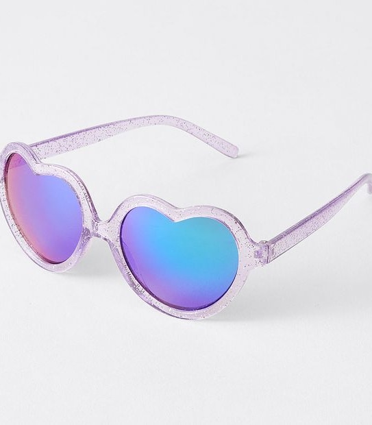 Purple Heart Glitter Kids Sunglasses