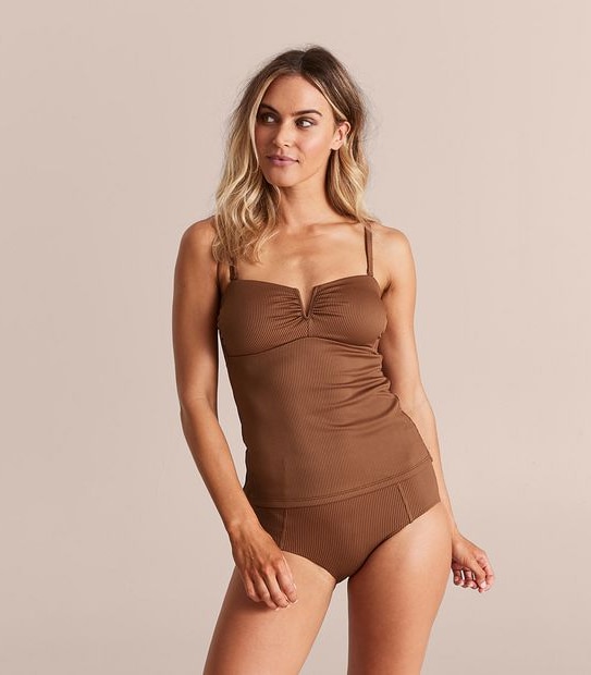 Shape Your Body Ribbed V-Front Tankini Top