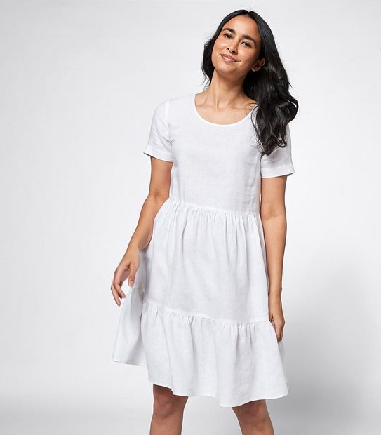 European Linen Tiered Dress