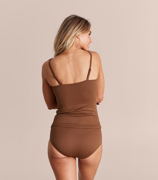 Shape Your Body Ribbed V-Front Tankini Top