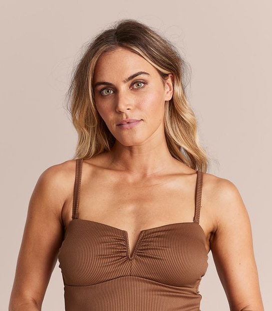 Shape Your Body Ribbed V-Front Tankini Top