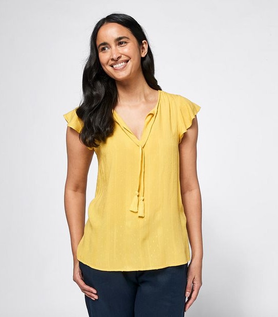 Rosie Dobby Stripe Blouse - Yellow Gold