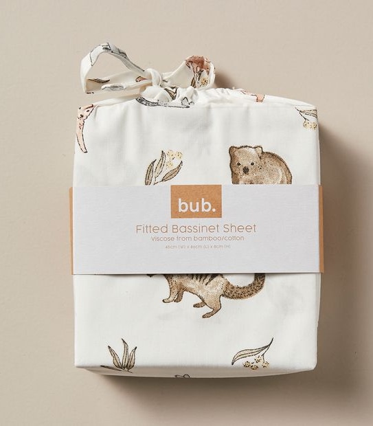 bub. Bamboo Cotton Fitted Bassinet Sheet