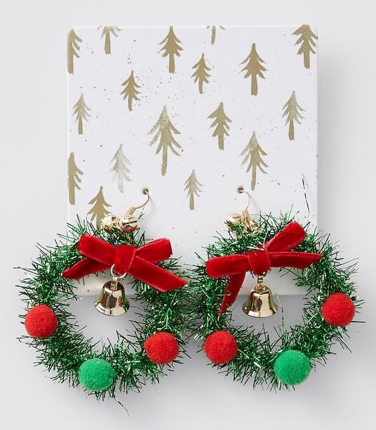 Christmas Wreath Drop Statement Earrings