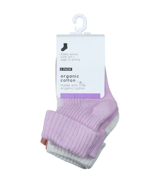 3 Pack Baby Organic Cotton Socks