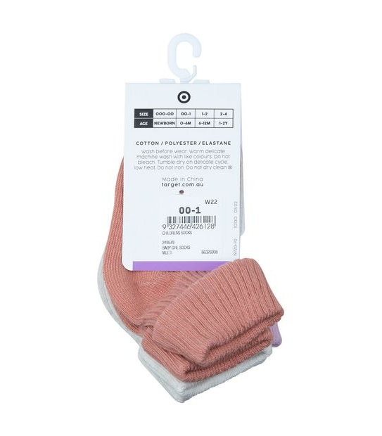 3 Pack Baby Organic Cotton Socks