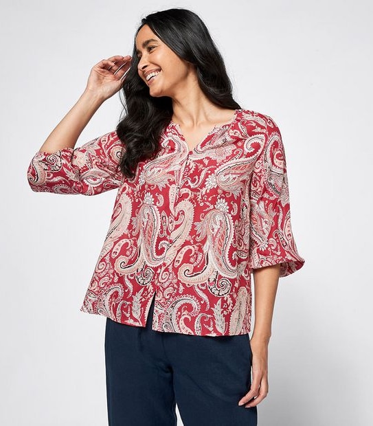 Button Through Peasant Blouse