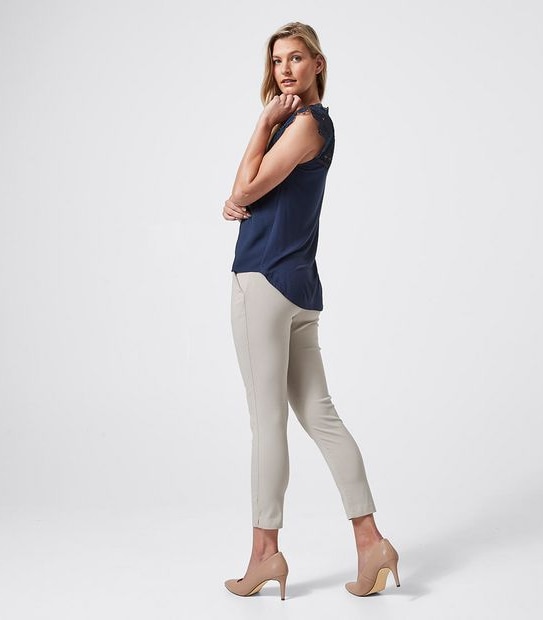 Preview Lace Yoke Woven and Knit Shell Top