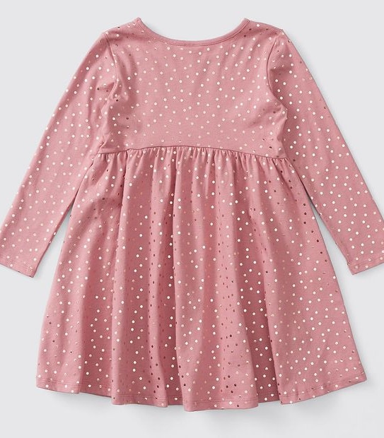 Polka Dot Foil Print Dress - Pink