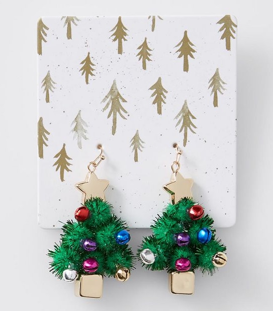 Christmas Tree Drop Statement Earrings