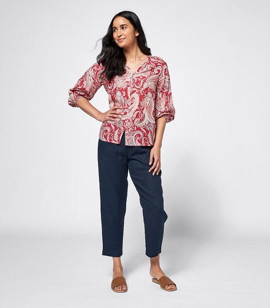 Button Through Peasant Blouse