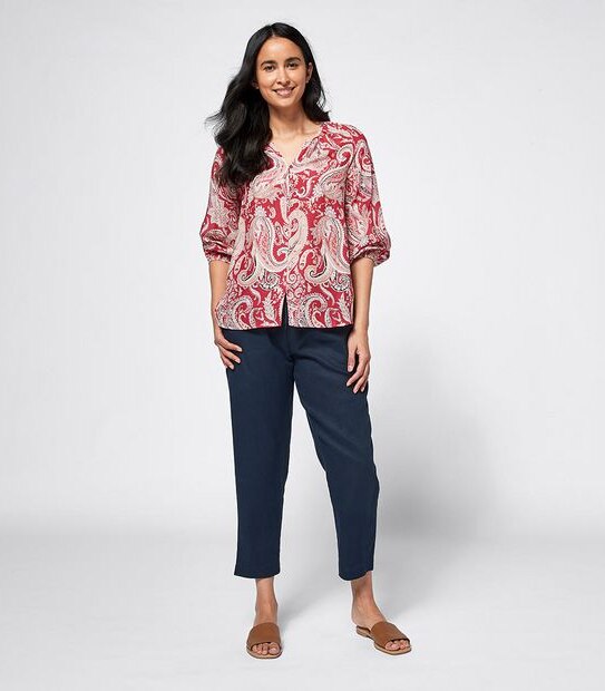 Button Through Peasant Blouse