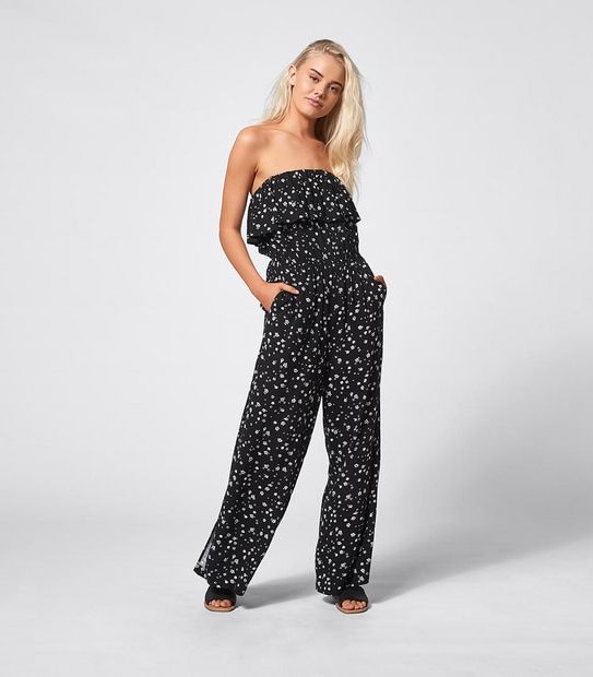 Lily Loves Woven Jumpsuit - Black Ditsy Floral
