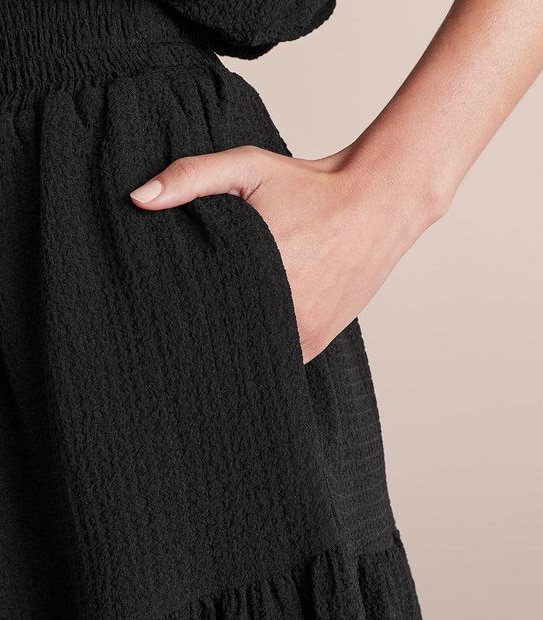 Preview Textured Tiered Midi Skirt