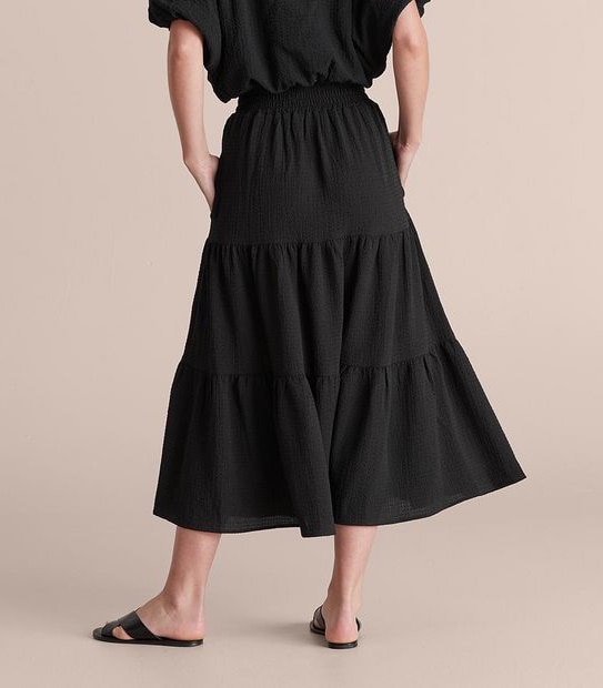 Preview Textured Tiered Midi Skirt