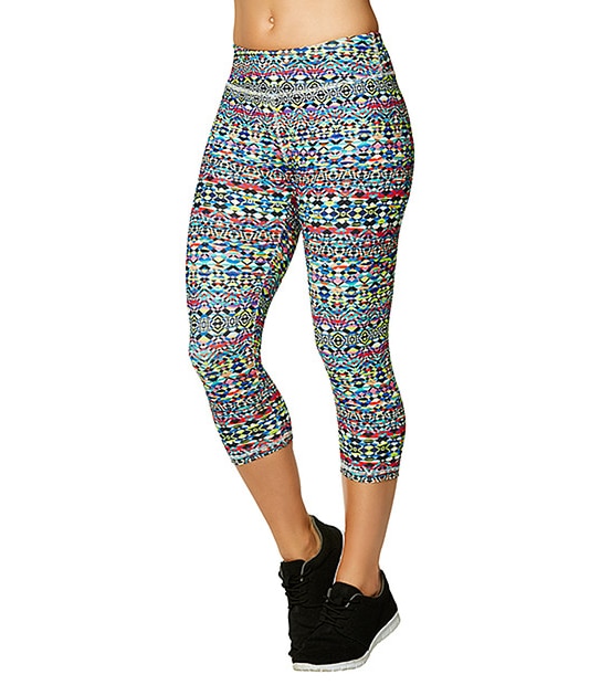 Active 3/4 Print Leggings - Bright Tribal
