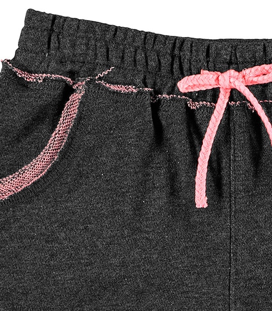 Girls' French Terry Knit Shorts - Charcoal 3 of 3