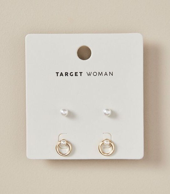 2 Pack Pearl Stud Earrings