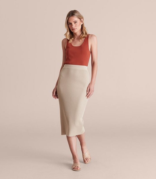 Preview Knit Rib Tube Midi Skirt