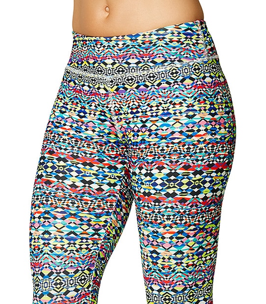 Active 3/4 Print Leggings - Bright Tribal