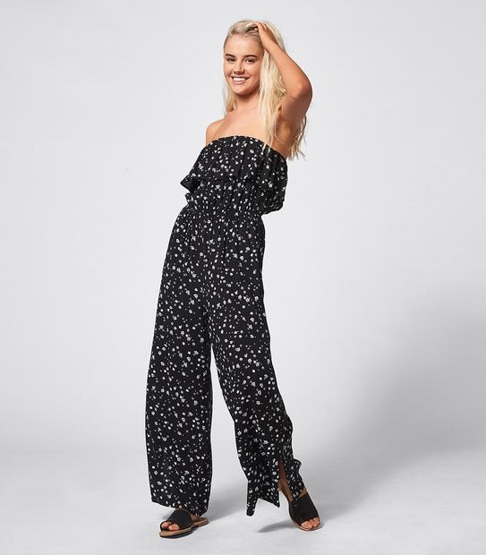Lily Loves Woven Jumpsuit - Black Ditsy Floral