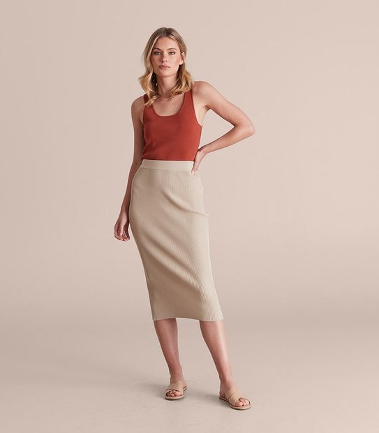 Preview Knit Rib Tube Midi Skirt