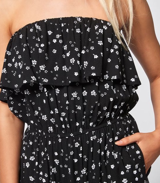 Lily Loves Woven Jumpsuit - Black Ditsy Floral
