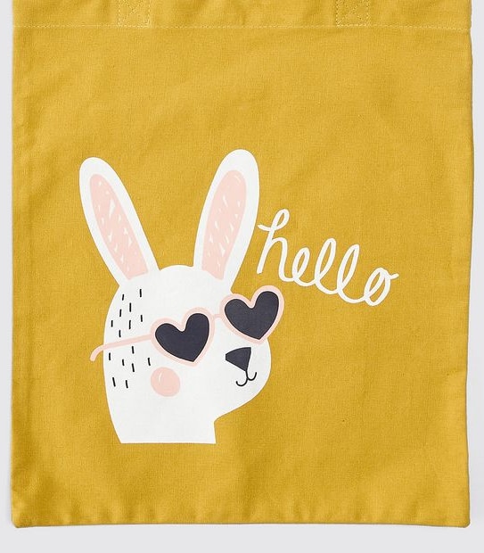 Hello Bunny Print Tote Bag - Yellow