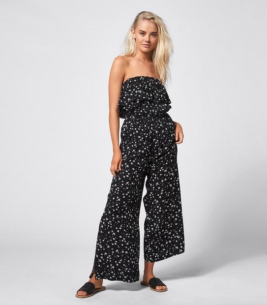 Lily Loves Woven Jumpsuit - Black Ditsy Floral