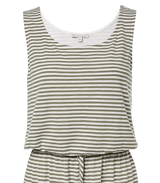 Tie Waist Dress - Seaspray / White