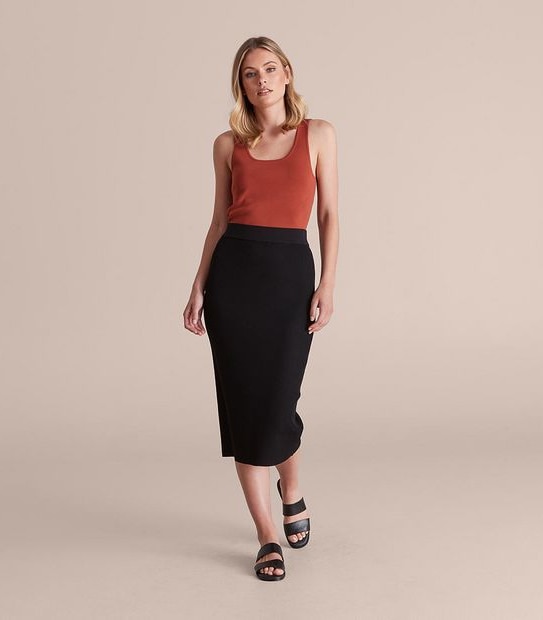 Preview Knit Rib Tube Midi Skirt