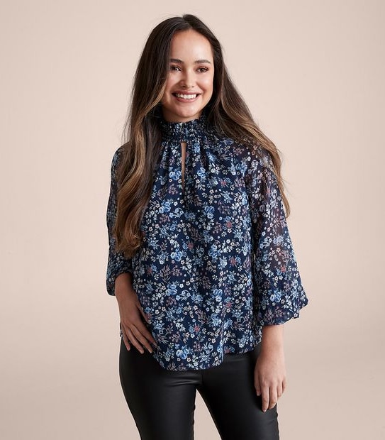 Dannii Minogue Petites Shirred Neck Blouse