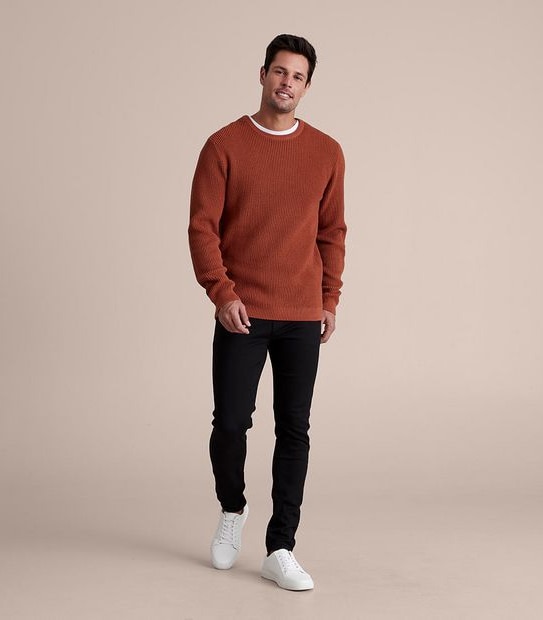 Waffle Knit Crew Neck Jumper