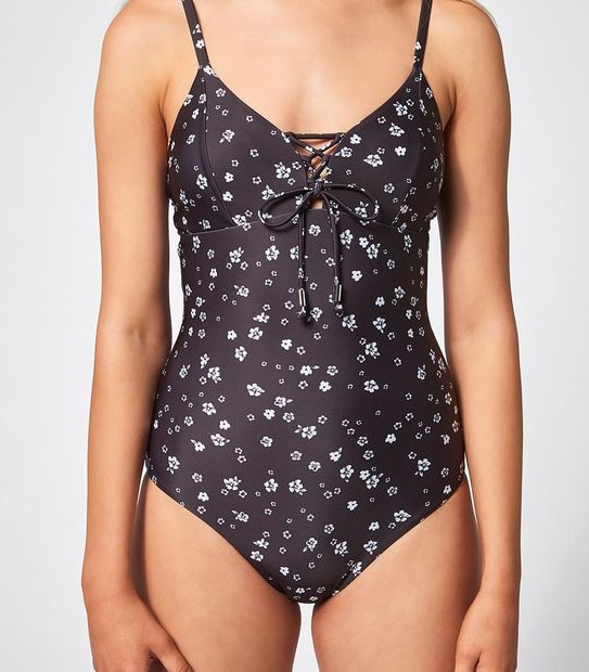 Lily Loves One Piece Bathers - Black Ditsy Floral