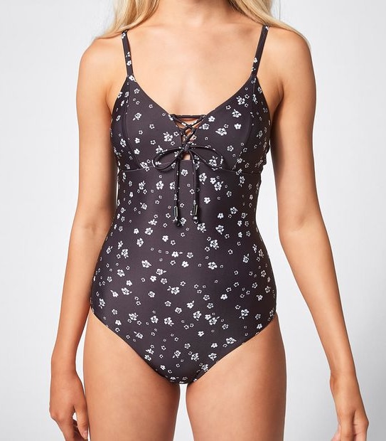 Lily Loves One Piece Bathers - Black Ditsy Floral