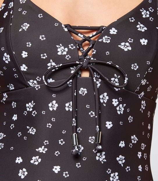 Lily Loves One Piece Bathers - Black Ditsy Floral