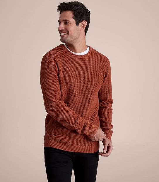 Waffle Knit Crew Neck Jumper