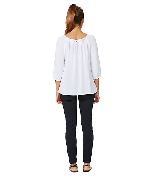 Dannii Minogue Petites Peasant Top - White