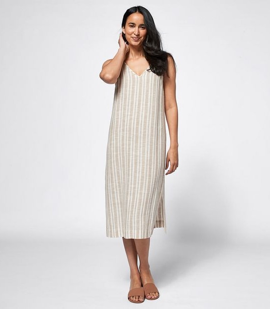 Linen Blend Sleeveless V-Neck Shift Dress