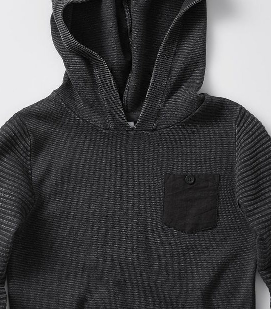 Acid Wash Hooded Knit Pullover.