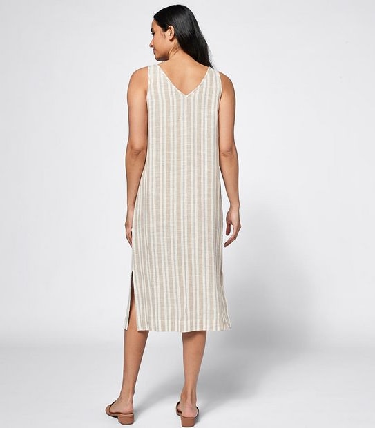 Linen Blend Sleeveless V-Neck Shift Dress
