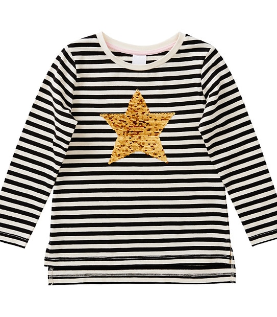 Long Sleeve Reversible Sequins Star Stripe T-Shirt 1 of 4