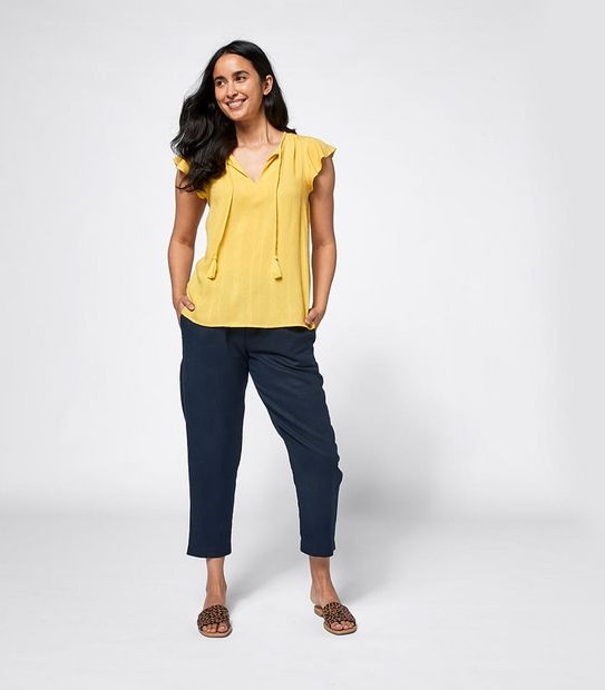 Rosie Dobby Stripe Blouse - Yellow Gold