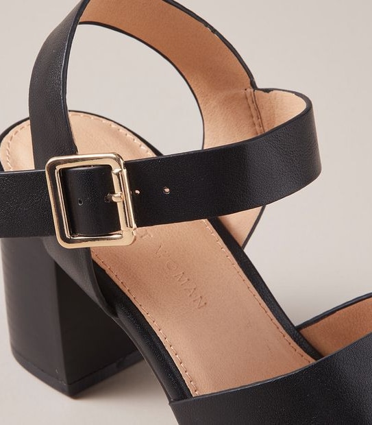 W CAROL BLACK CAGED HEEL SANDAL  SIZE 6-11