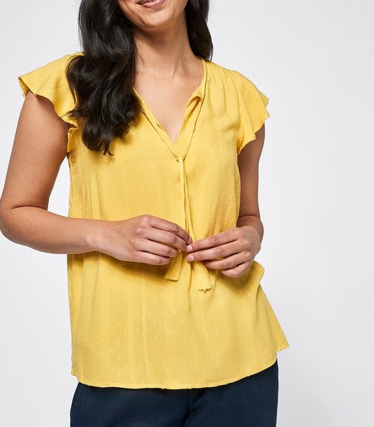 Rosie Dobby Stripe Blouse - Yellow Gold