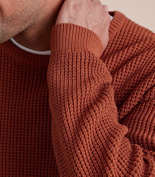 Waffle Knit Crew Neck Jumper