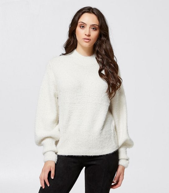 Lily Loves Poet Sleeve Knit Jumper - White