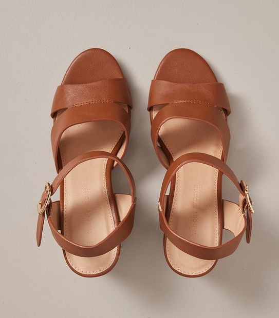 W CAROL TAN CAGED HEEL SANDAL  SIZE 6-11